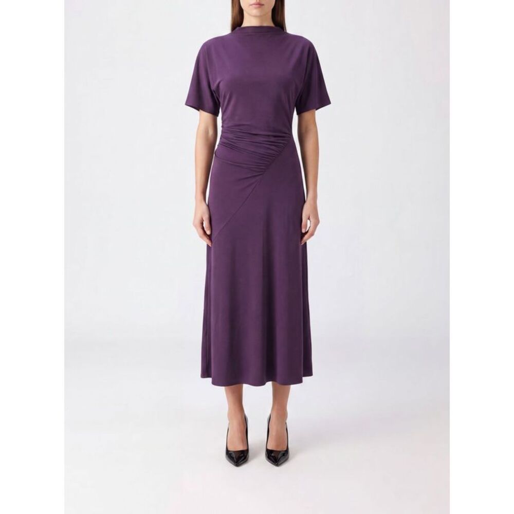 Victoria Victoria Beckham Blousey Stretch-Jersey Short-Sleeved Midi Sheath Dress